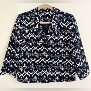 SILKLAND Women's Mid Century Modern 3/4 Sleeve 100% Silk Blazer Size Small